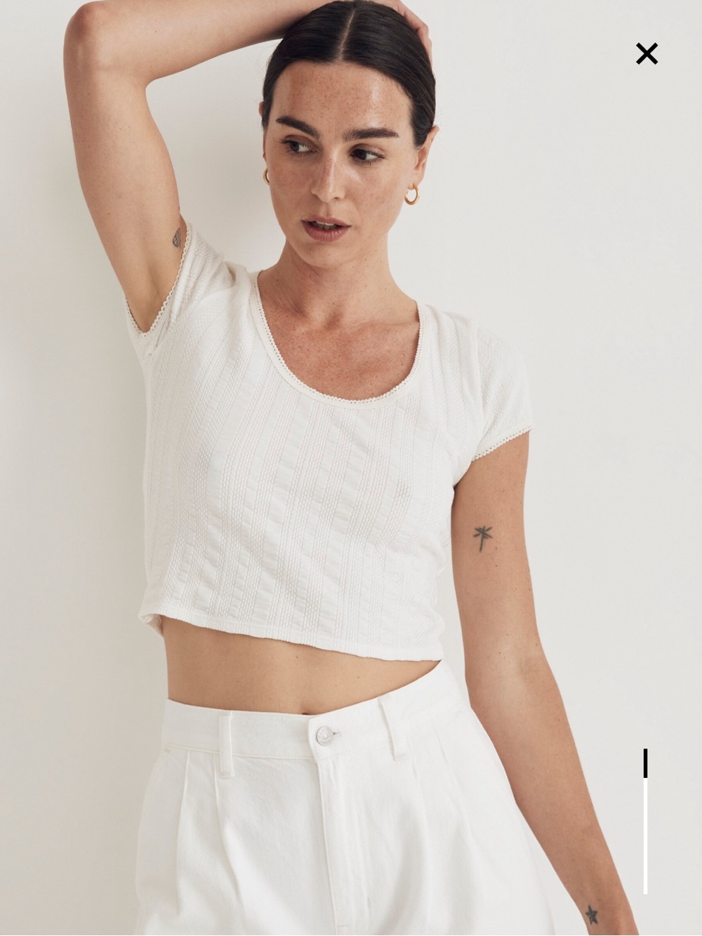 **NWT** Madewell Pointelle Scoopneck Crop Tee - White - Small